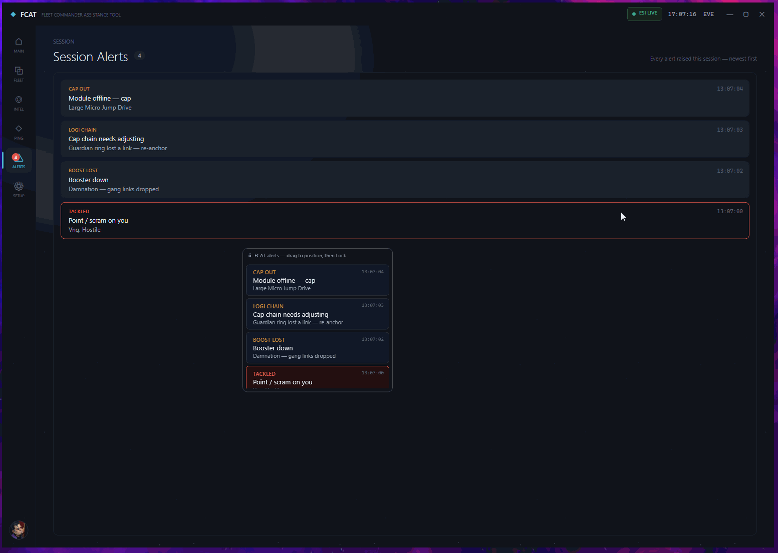 Alerts and overlay